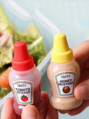 زجاجة ضغط صلصة بطباعة أحرف ميني 2 قطع