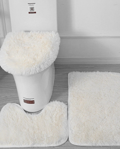 سجادة المرحاض موحد اللون زغبي استحمام حداثة البوليستر غير منزلق الى منزل 3قطعات/طقم