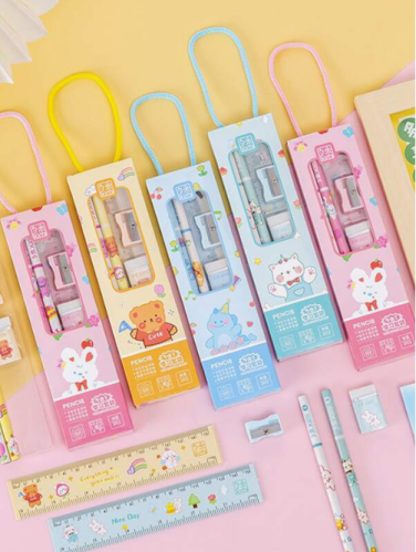 قطعة واحدة طالب إبداع جائزة تخرج موسم خلف الى مدرسة هدية قرطاسية طقم في صندوق هدايا لون وردي