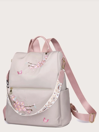 حقيبة ظهر عملية مطرز بأزهار رسم