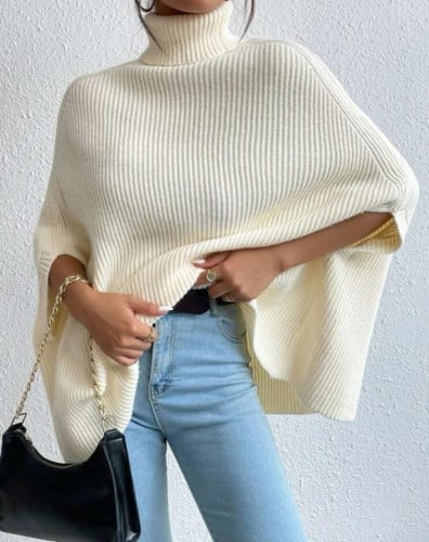 عباءة باقة دائري اكمام جناح الخفاش حياكة