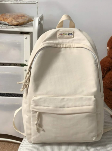 حقيبة ظهر ذات سعة كبيرة ديكور معقود مرقع بعبارة