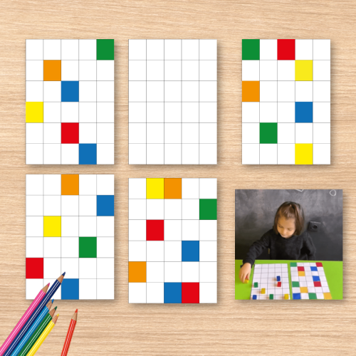 نشاط ضع المكعب أو القرص مكان اللون المناسب – تمرين بسيط وفعّال لتعزيز التركيز والذكاء