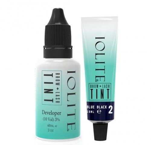 صبغه رموش وحواجب لون ازرق اسود مع المظهر