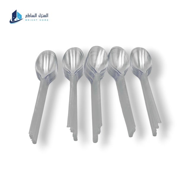 Large transparent plastic spoons, 50 pieces - المنزل الساطع للبلاستيك و  المنظفات