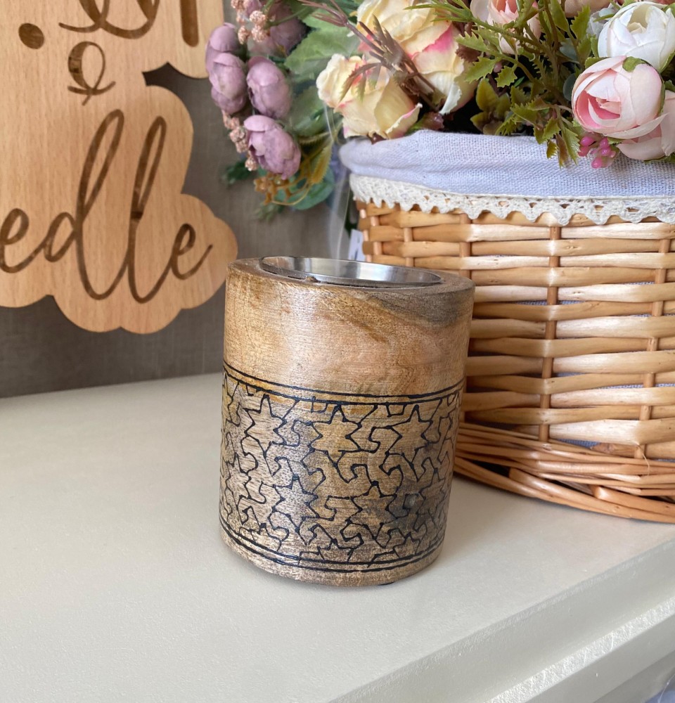 مبخر  خشبي هندي بنقش أسود