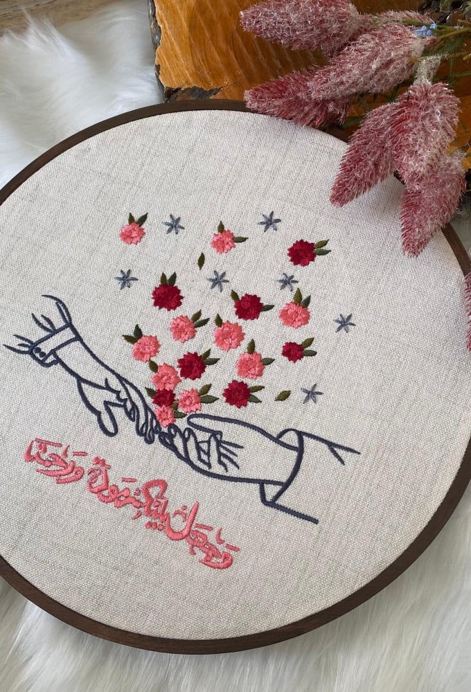 لوحة مطرزة للحبايب ( وجعل بينكم مودة ورحمة)