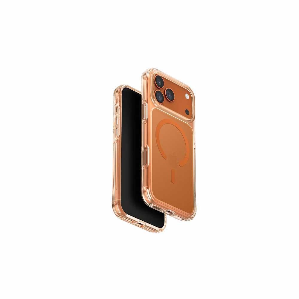 كفر حماية ايفون 17 برو ماكس يونيك هايبرد لايف برو اكستريم ماج سيف - برتقالي شفاف