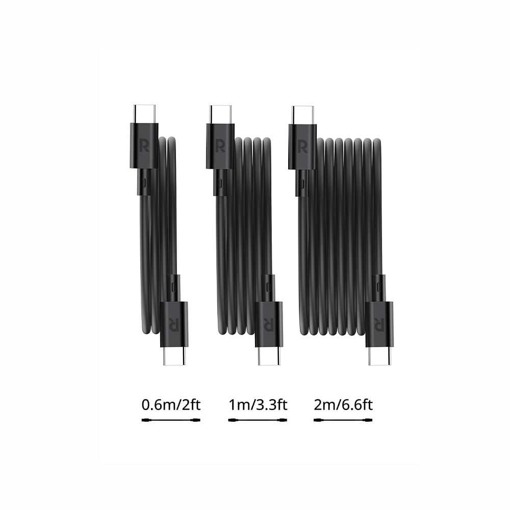 بكج راف باور 3 اسلاك تايب سي الى تايب سي 0.6 م + 1 م +  2 م - اسود