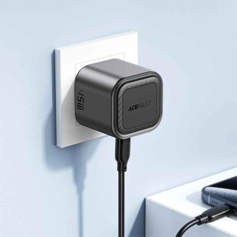 شاحن جداري AceFast بقوة 45 واط بمنفذين تايب سي - اسود