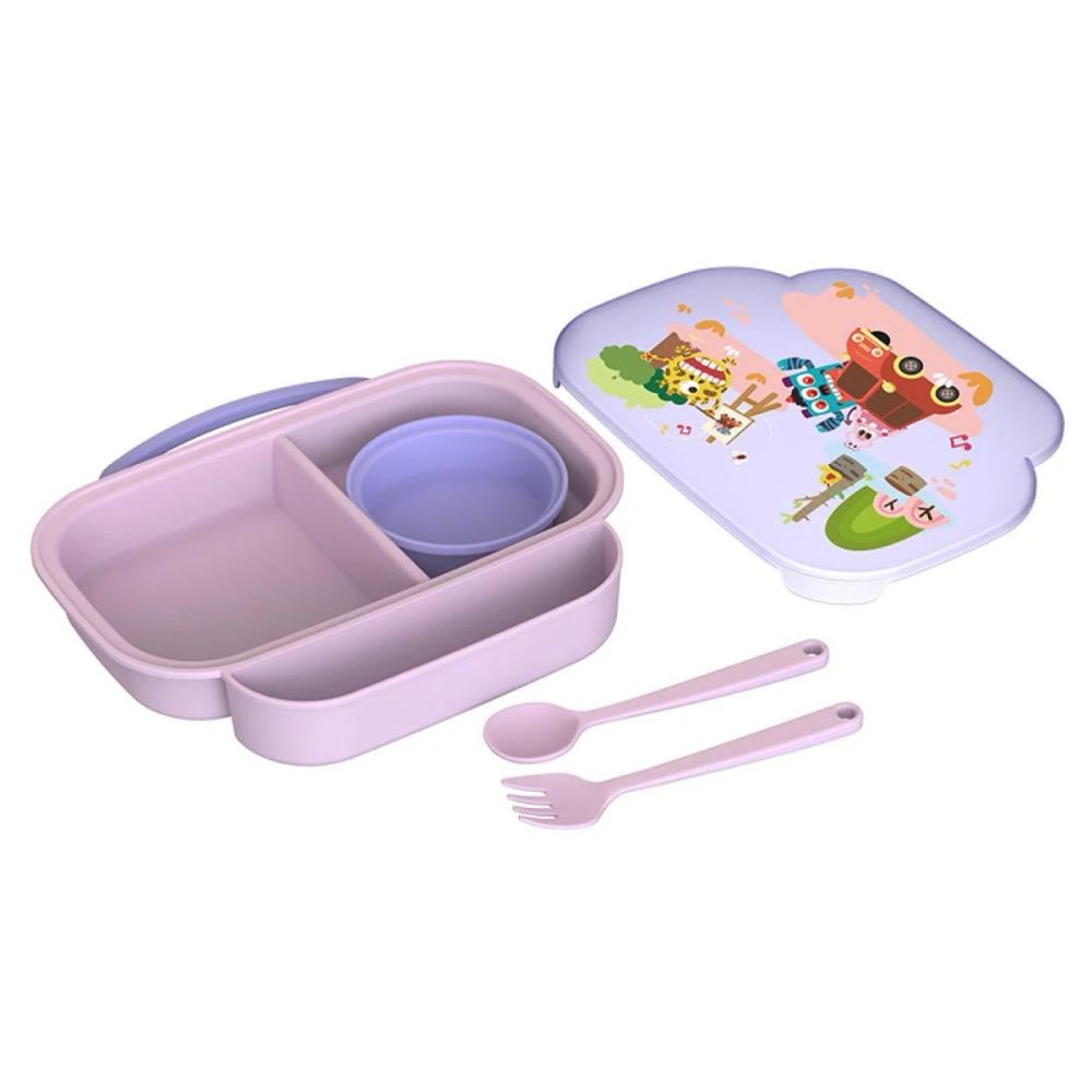 طبق طعام محمول ديريا مع إناء - بنفسجي