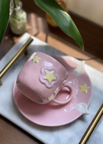 كوب النجوم وردي