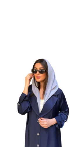 عباية كريب سيراميك قصة بليزر لون كحلي