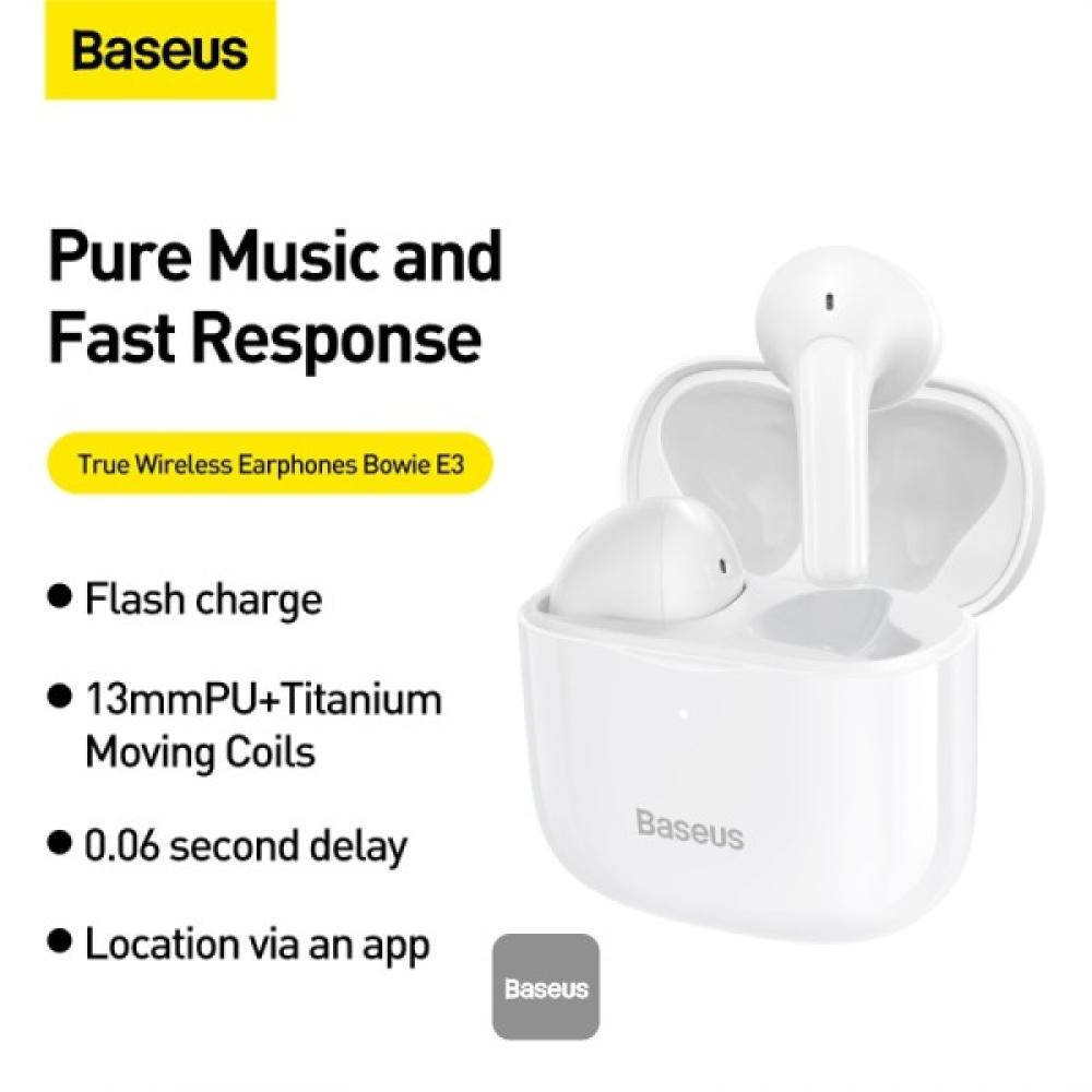 سماعات أذن لاسلكية Baseus Bowie E3 بتقنية البلوتوث، شحن سريع، تأخير 0.06 ثانية، تطبيق تحديد الموقع