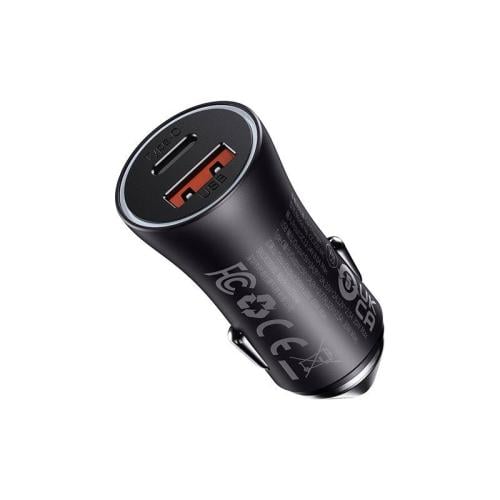 بيسوس كبس سياره بمنفذ تايب سي و منفذ USB-A وبقوة 6...