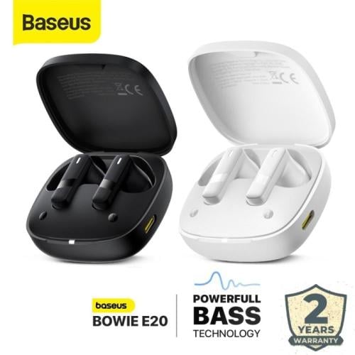 بيسوس - Bowie E20 سماعة بلوتوث لاسلكية ابيض -اسود