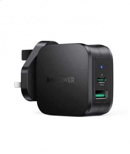 راف باور - فيش جداري بمنفذين USB و PD بقوة 20 واط