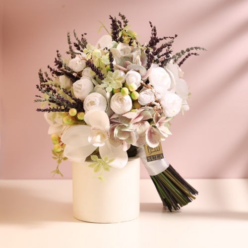 مسكة سلا عروس فاخرة - ورد صناعي