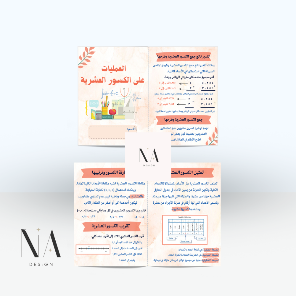 العمليات على الكسور العشرية سادس نموذج 1