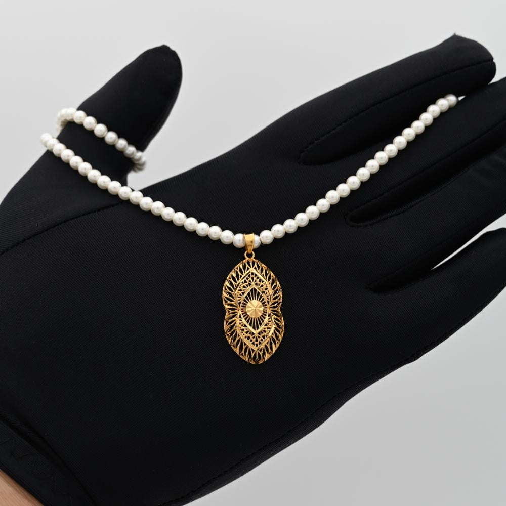 عقد ذهب 21 مع لؤلؤ