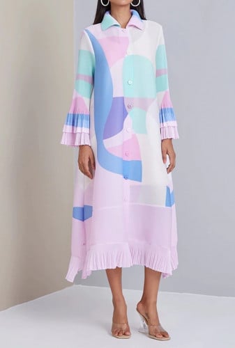 فستان ملون بحزام