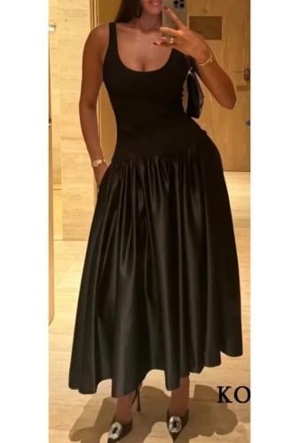 فستان اسود كسرات بدون اكمام