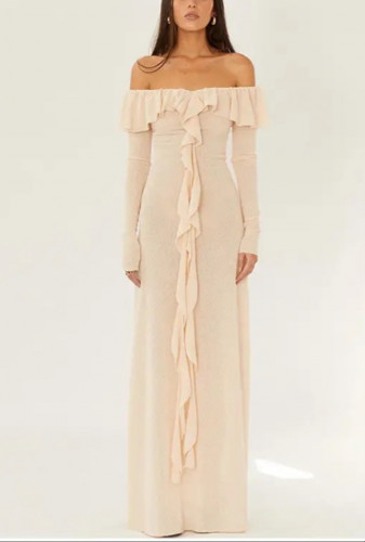 فستان زهري ناعم مع فتحة ساق