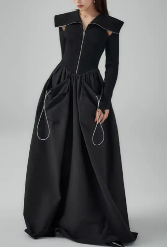 فستان اسود طويل