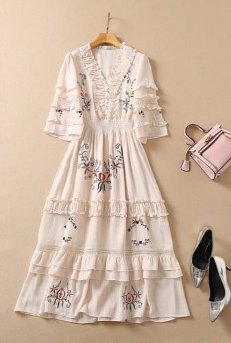 فستان بيج ميدي بنقوش