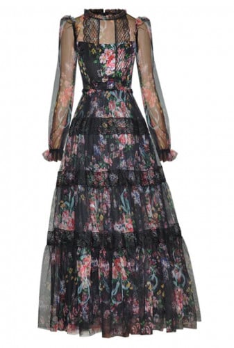 فستان مورد  اسود طويل