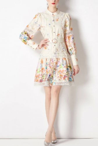 فستان بطباعة زهور برتقالي