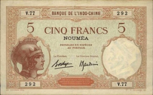 5 فرنك كاليدونيا الجديدة لعام 1926م الحالة ممتازة