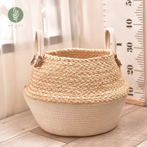 سلة خوص  وقطن للنباتات