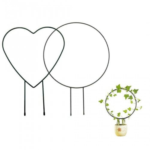 حامل دعم النباتات المتسلقة على شكل قلب ودائرة من الحديد المعدني