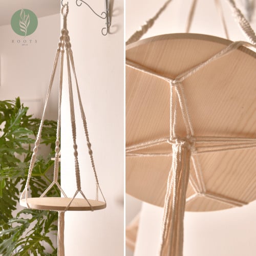 مكرمية  مع خشبي دائري