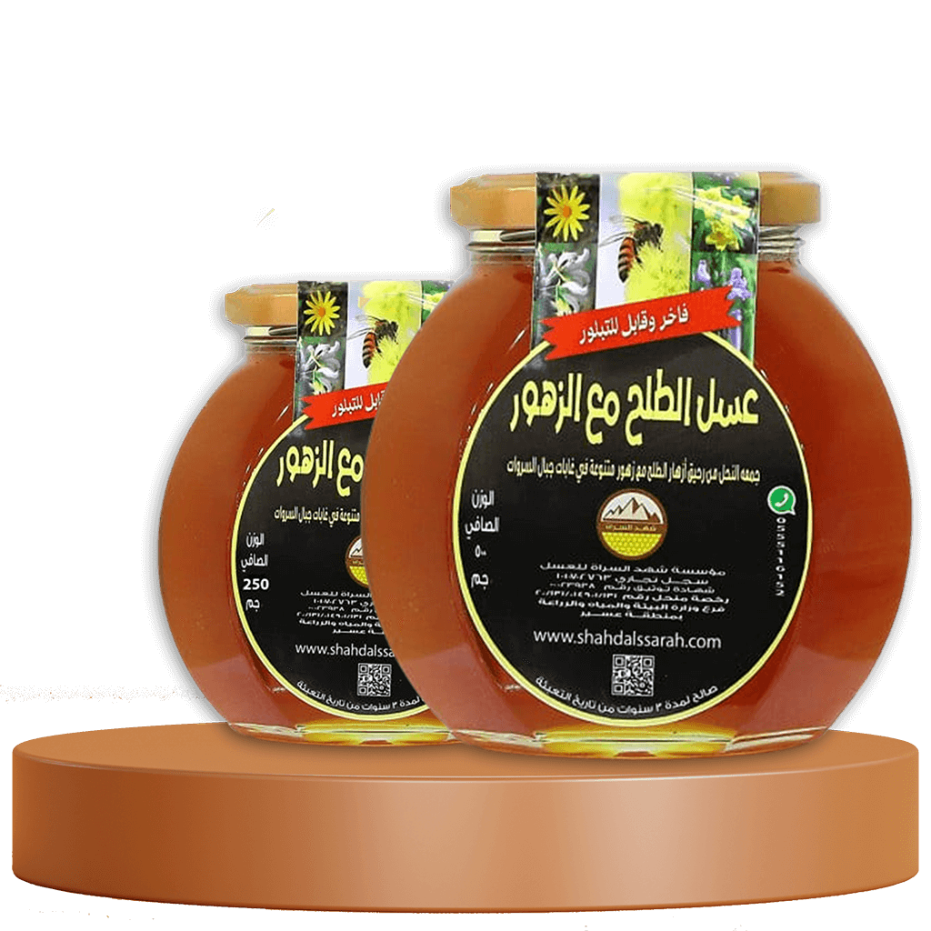 عسل الطلح مع الزهور