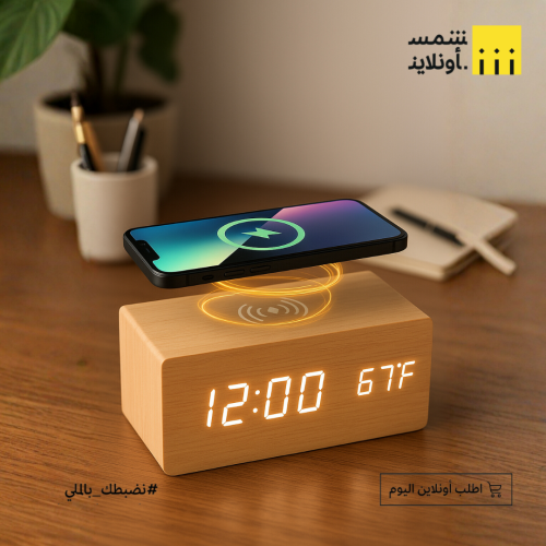 منبّه بلمسة ذكية وشحن لاسلكي ⚡