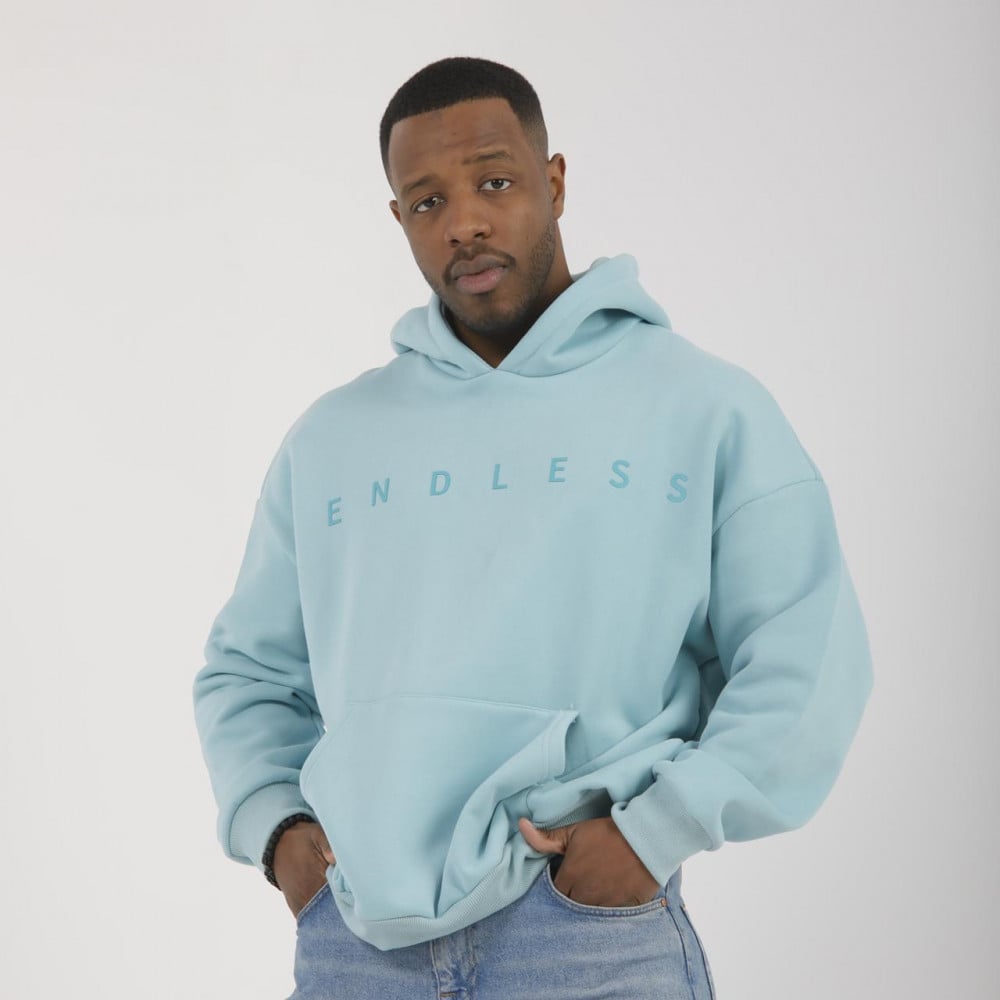 Oversized light 2024 blue hoodie