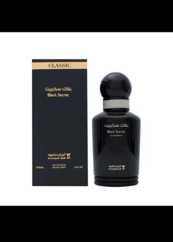 عطر بلاك سيكرت من الماجد مع كيكه وباقة ورد