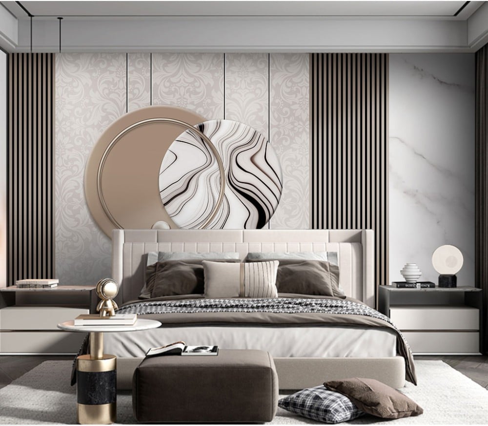 ورق جدران بتصميم الرخام  والخشب GWM370027