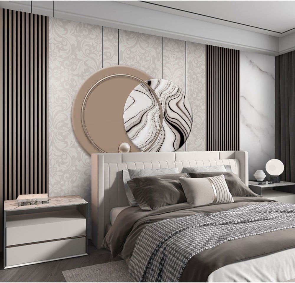 ورق جدران بتصميم الرخام  والخشب GWM370027