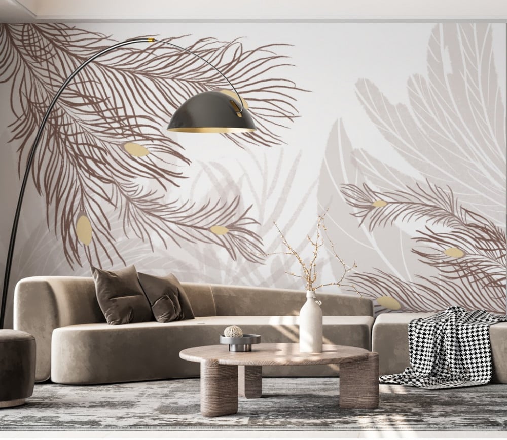 ورق جدران بتصميم الريش GW301046