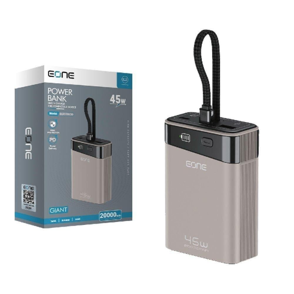باور بنك (Power Bank) من العلامة التجارية "E one" بسعة mAh 20000 وقوة 45W.