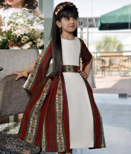 فستان بناتي ل اليوم الوطني مزين بالسدو