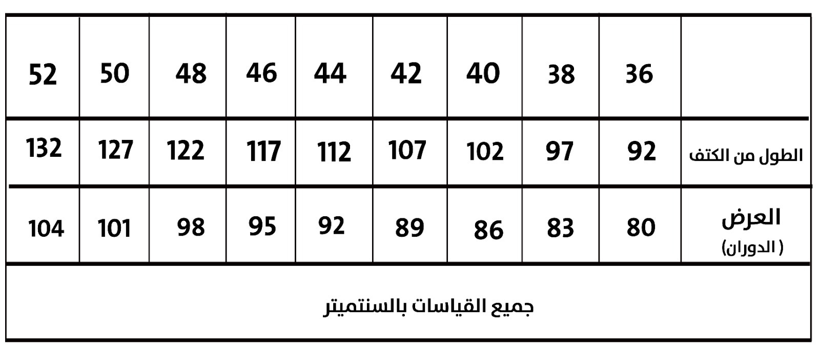 جدول مقاس مريول ابتدائي 