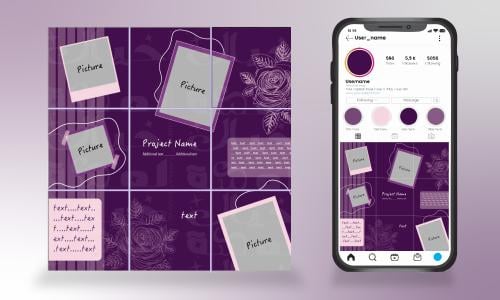 (Rose & Violet) قالب انستقرام مفرغ