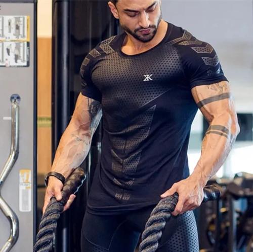 تى شيرت قصر الأحمام نحيف سريع الجفاف للرجال ، ڨميص...