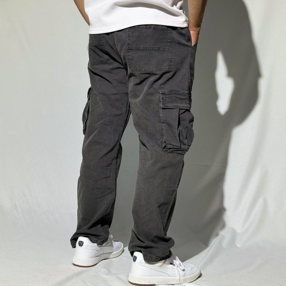 بنطلون واسع رمادي داكن بمقاسات متعددة