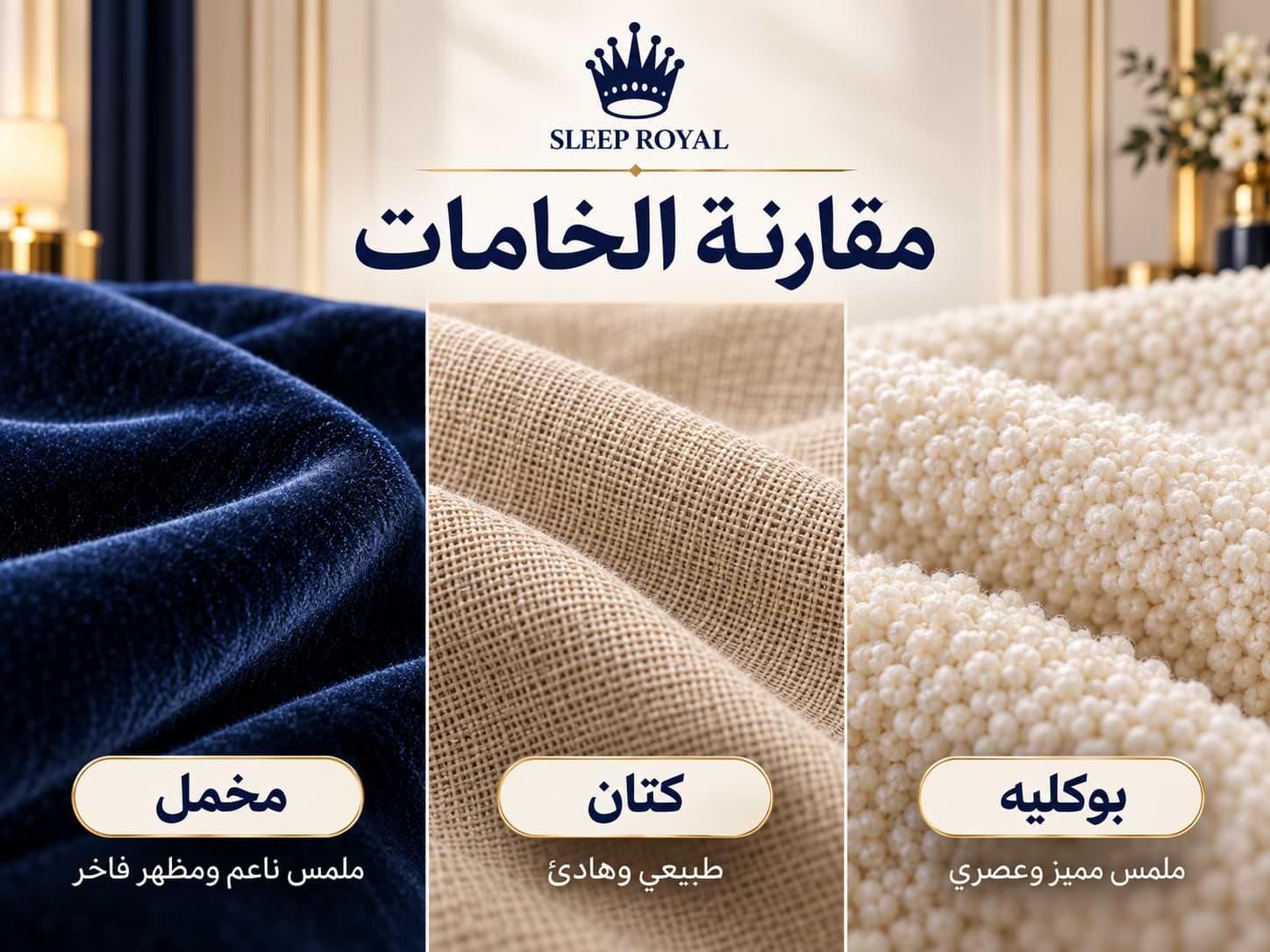 قماش سرير وهيدبورد منجد من سليب رويال