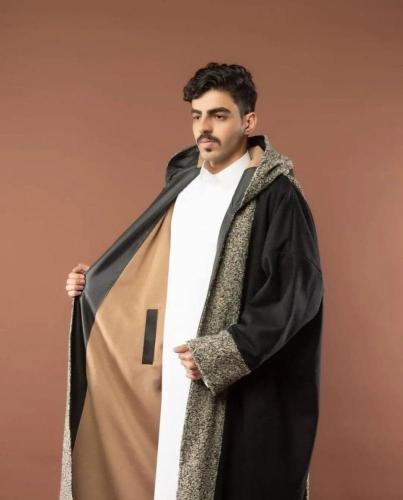 فروه شتوية لون أسود مع بيج-متجر فرح
